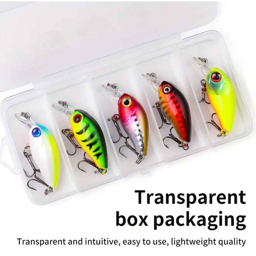 5 unids/caja Crankbait Señuelos de Pesca Set 3,8g Topwater Casting Minnow cebo Artificial duro Kit Wobblers para trucha lubina perca Pike - imagen 4