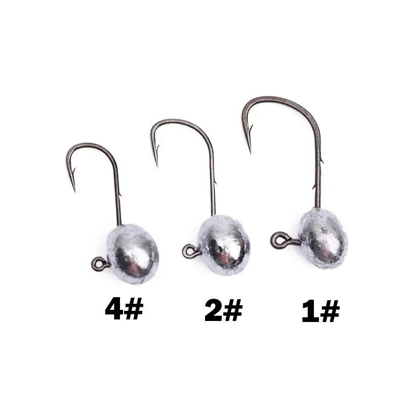 OUTKIT-Mini anzuelo con cabeza de anzuelo, 4X fuerte, pez roca, cabeza de plomo expuesta, anzuelo de púas, trucha, señuelo de gusano suave, aparejos de pesca, 10 Uds. - imagen 3