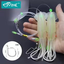 ZYZ 1 pieza de aparejos de caída profunda con calamar luminoso Fakebait gancho de BKK8062-5X de alta resistencia aparejos de pesca de aguas profundas para atún Marlin