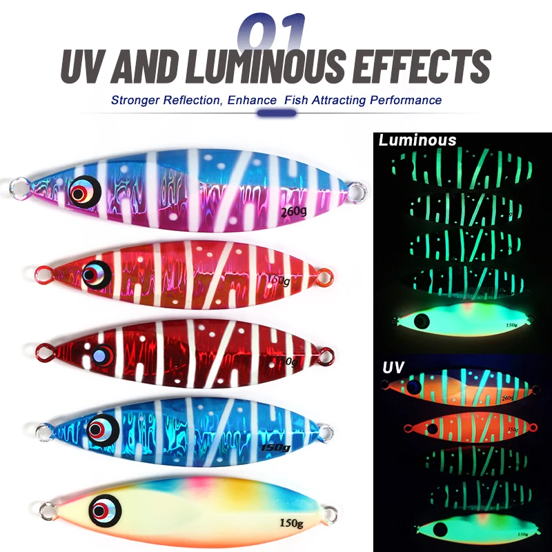 OBSESSION J86 señuelo de Jigging de Metal lento brillo 150g 200g 260g Pesca hundimiento plantillas de caída Pesca de agua salada paso Pesca cebo duro Jig - imagen 5