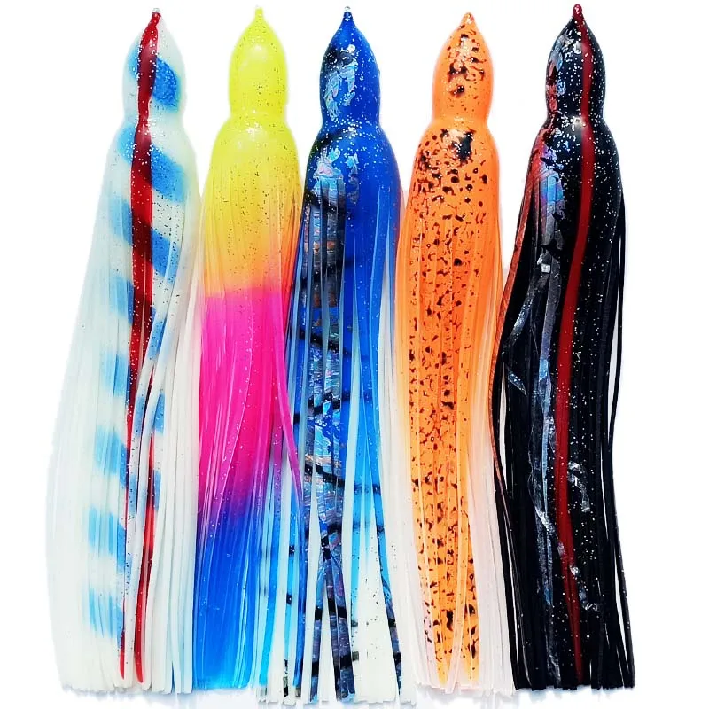 Faldas de pulpo de repuesto para señuelos de pesca, falda de pulpo, señuelo de pesca suave, falda aparejada, Marlin, atún, Pakula, juego de pesca, 10 Uds. - imagen 3