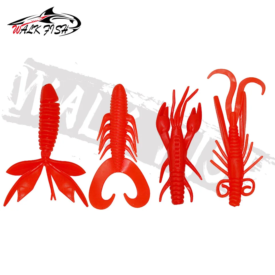 WALK FISH 4 unids/lote gusanos señuelo de pesca en forma de Wobblers conjuntos señuelo de camarones cebo de silicona Wobbler para curricán aparejos de pesca de lubina - imagen 3