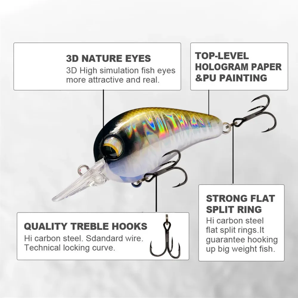 GREENSPIDER 2024 nuevo 45mm 11g Crankbait Wobbler señuelo de pesca de trucha manivela de pececillo de agua dulce cebo duro Artificial aparejos de pesca - imagen 3