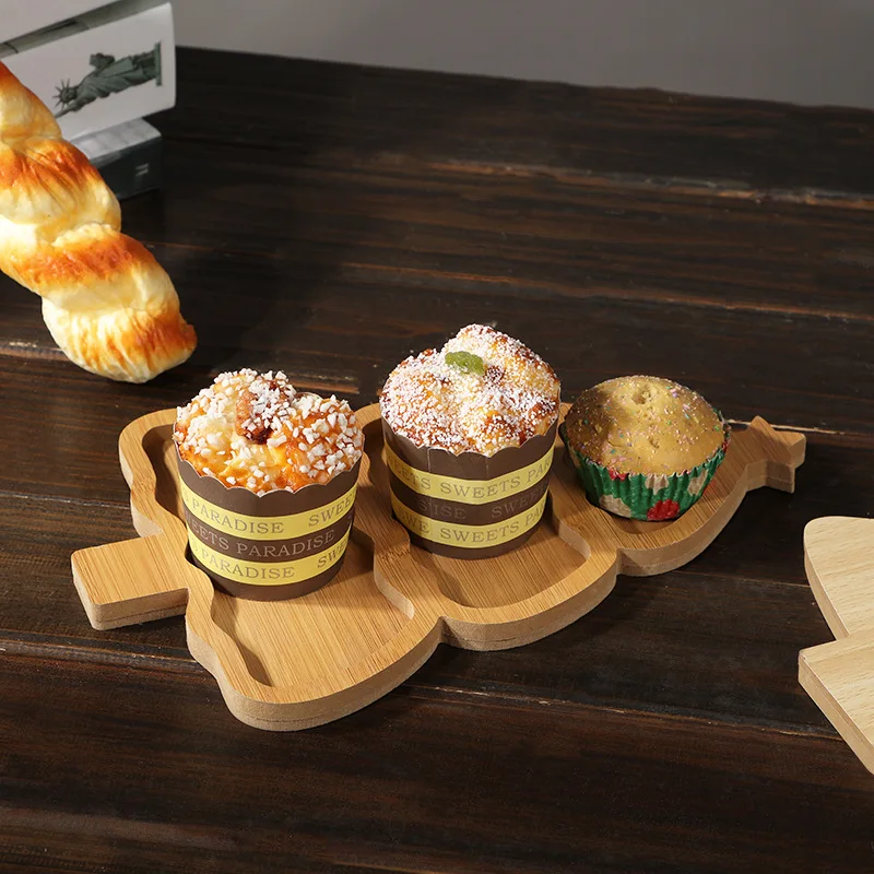 Bandeja de madera para árbol de Navidad, vajilla, aperitivos de frutas secas, platos de madera de rejilla múltiple, platos de frutas para el hogar, platos de restaurante y Festival