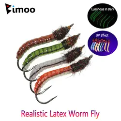 Bimoo 6/8 piezas # 12 luminosas y UV de látex, gusano, mosca, cuerpo epoxi, cebo de larva Artificial para trucha, Grayling, lubina, Panfish, Señuelos de Pesca