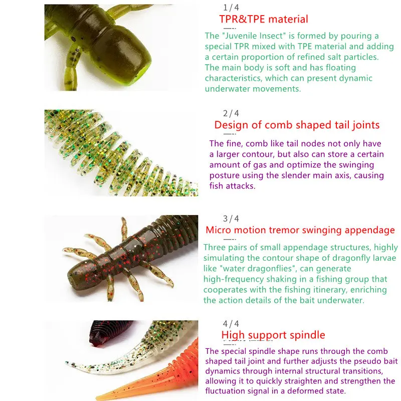 Nuevo Ravencraft Zhichong, cola de aguja flotante, cebo suave de silicona, señuelo de pesca de 56/68/80mm, cebos falsos de lubina Artificial, trajes - imagen 2