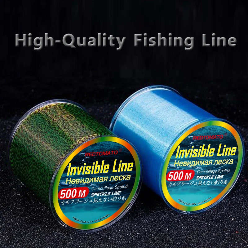 Línea de pesca manchada de 500m, monofilamento Invisible biónico 3D dorado/verde/azul, línea recubierta de fluorocarbono moteado de nailon, productos de pesca - imagen 2