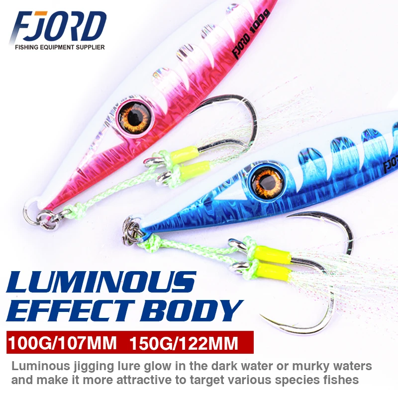 Señuelo jig de hundimiento con brillo UV Metálico Fjord – 150 g
