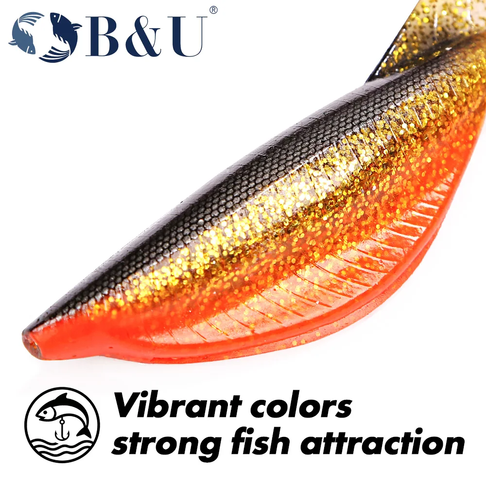 B & U-señuelo de pesca de Swimbait suave, cola larga ondulada, cebo de Lucio grande, plantilla de aparejo de acción de natación seductora - imagen 4