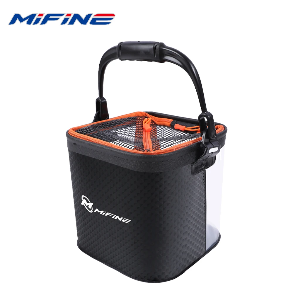 MIFINE-caja de pesca plegable multifunción, gran capacidad, 12L, con mango ergonómico, cubo, Portalbe, equipo de pesca impermeable