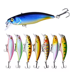 Señuelo de pesca Minnow, 8 Uds., Wobbler de plástico realista, Crankbaits, ojos 3D, cebo duro artificial Isca, pesca de carpa