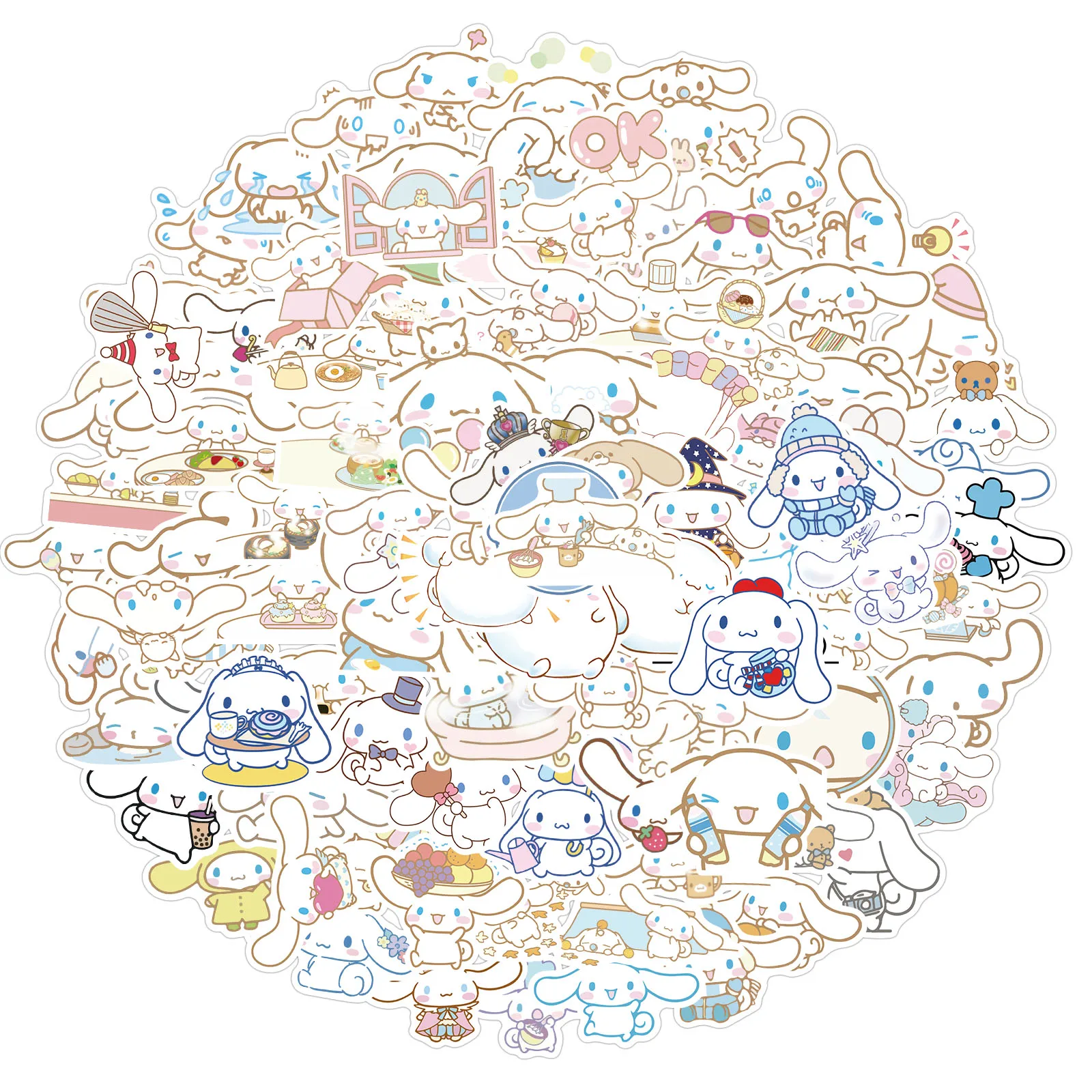 50/100 Uds Sanrio Cinnamoroll pegatinas de dibujos animados impermeable Graffiti teléfono portátil equipaje guitarra cuaderno pegatinas calcomanías juguetes para niños - imagen 3