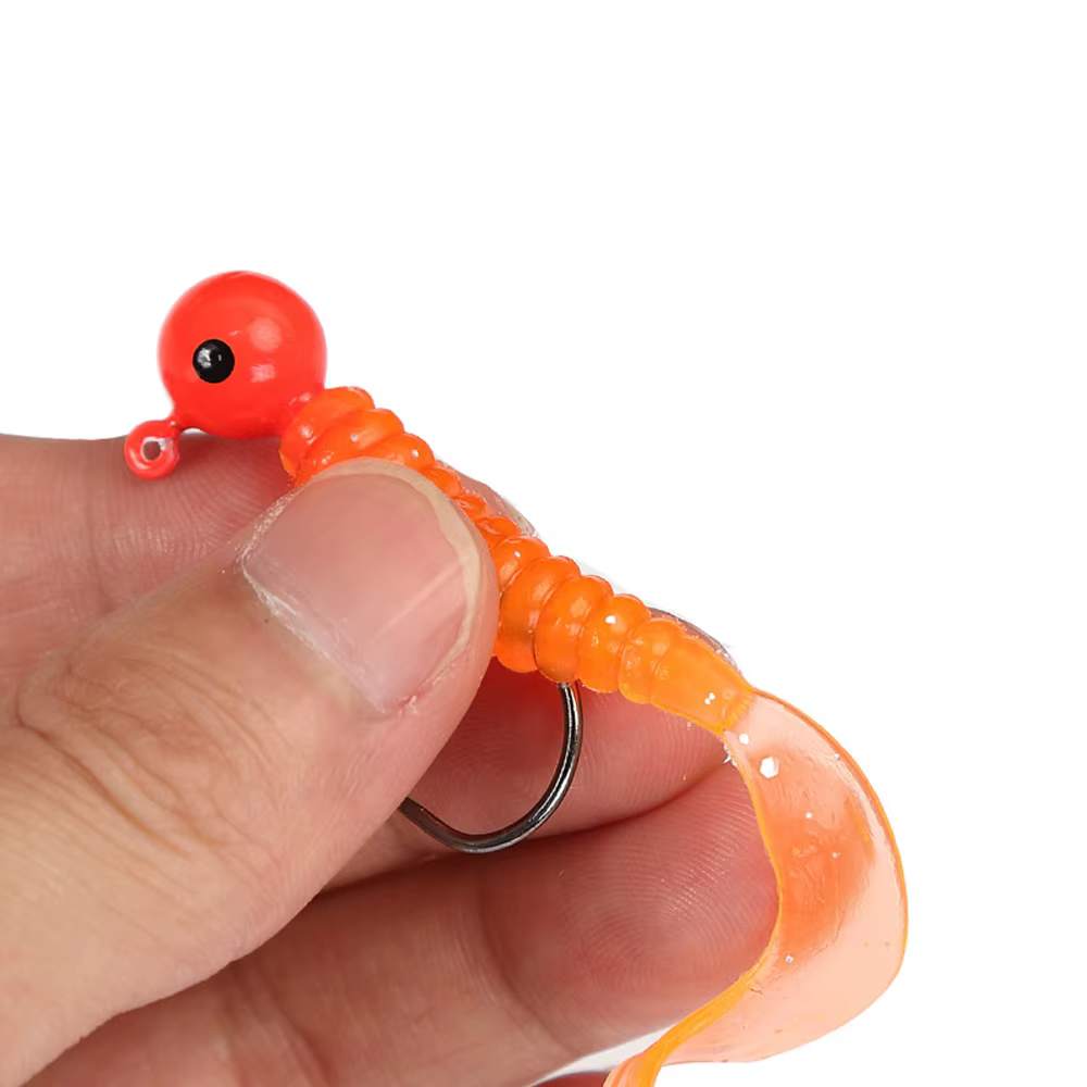 3,5g 5g 7g 10g mezclado 18 Uds juego de señuelos blandos de pesca cebos de silicona con anzuelos de cabeza de anzuelo de ojo Kit de aparejos de lubina de carpa de gusano compensado