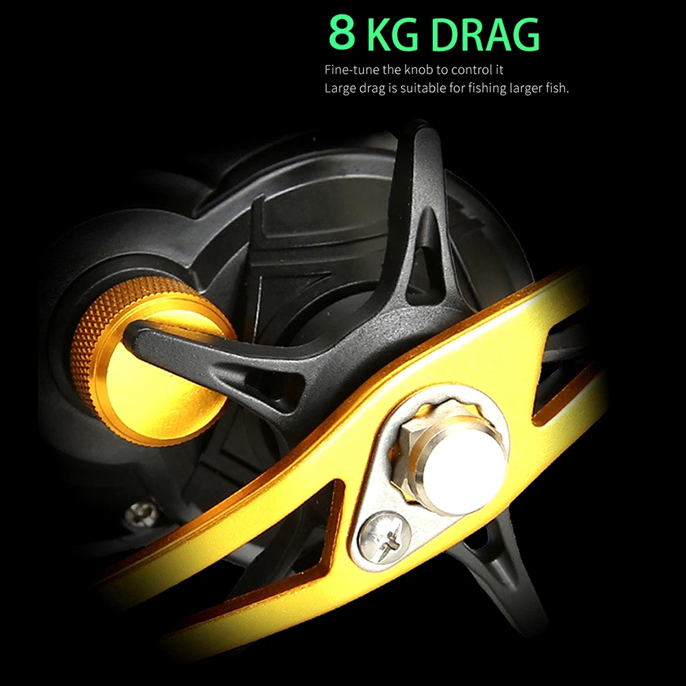 Carrete de pesca para Baitcasting, señuelo con peso de 3-25g, profesional al aire libre, relación de engranaje 7,2: 1, 8KG de arrastre máximo, bobina de pesca de carpa de alta velocidad - imagen 5