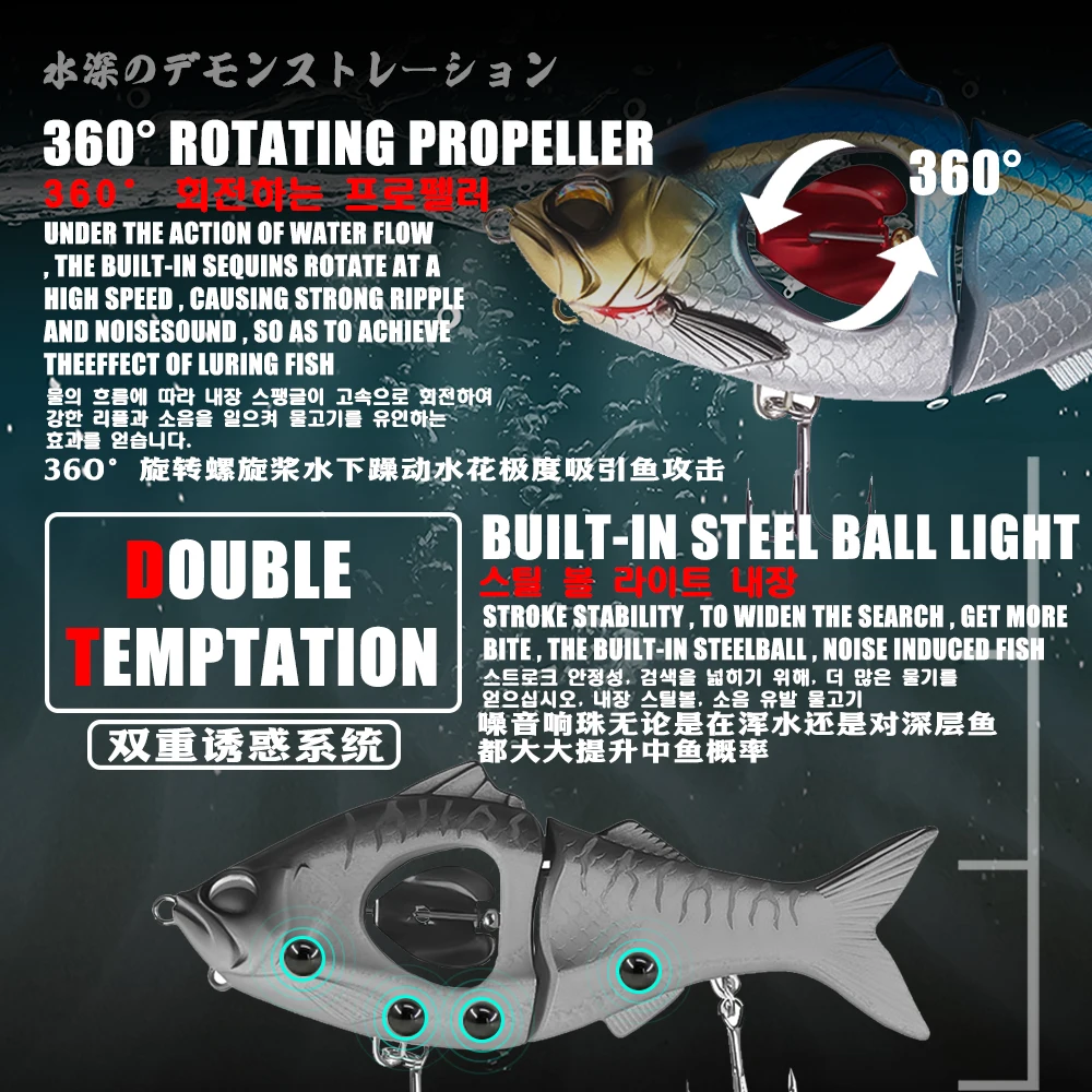 SAMOLLA cebo de hélice giratoria de dos secciones, cebo falso que se hunde lentamente, pez en ángulo, 85mm, 10g, 115mm, 23G - imagen 3