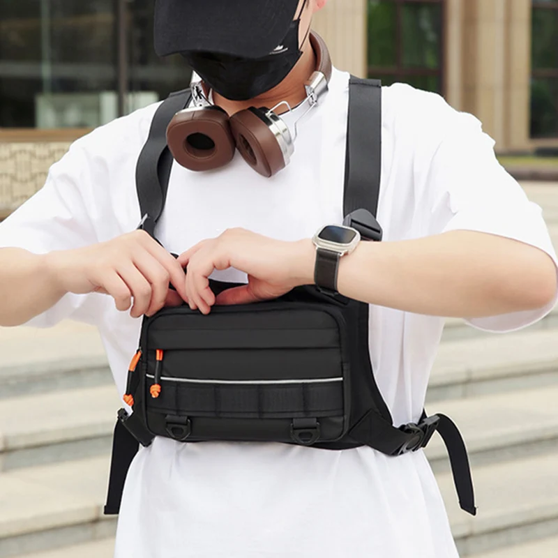 Bolsa de pecho para escalada, bolsa de aparejo deportivo para hombre, chaleco frontal, bolsas de senderismo, adiestramiento al aire libre, correr, ciclismo, riñonera para teléfono de viaje - imagen 3