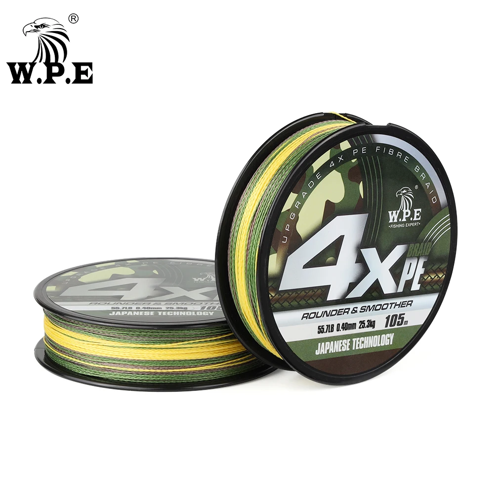 W.P.E-sedal de pesca de 4 hebras, hilo de pesca trenzado de 4 hebras, 105mm-0,18mm, 0,50 kg-10,9 kg, señuelo de lubina, para carpa - imagen 5