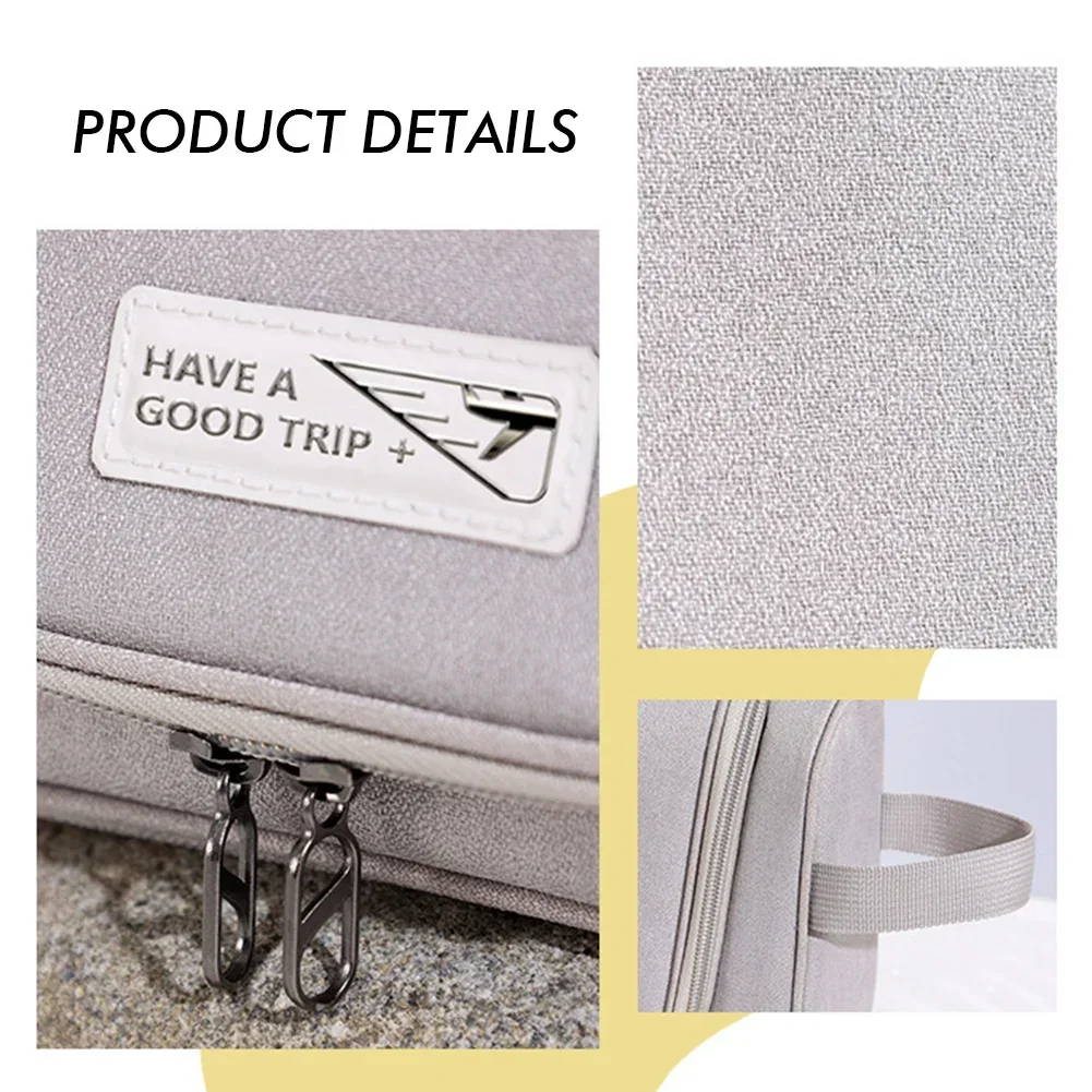 Bolsa de viaje plegable para maquillaje con gancho y forro impermeable - imagen 2