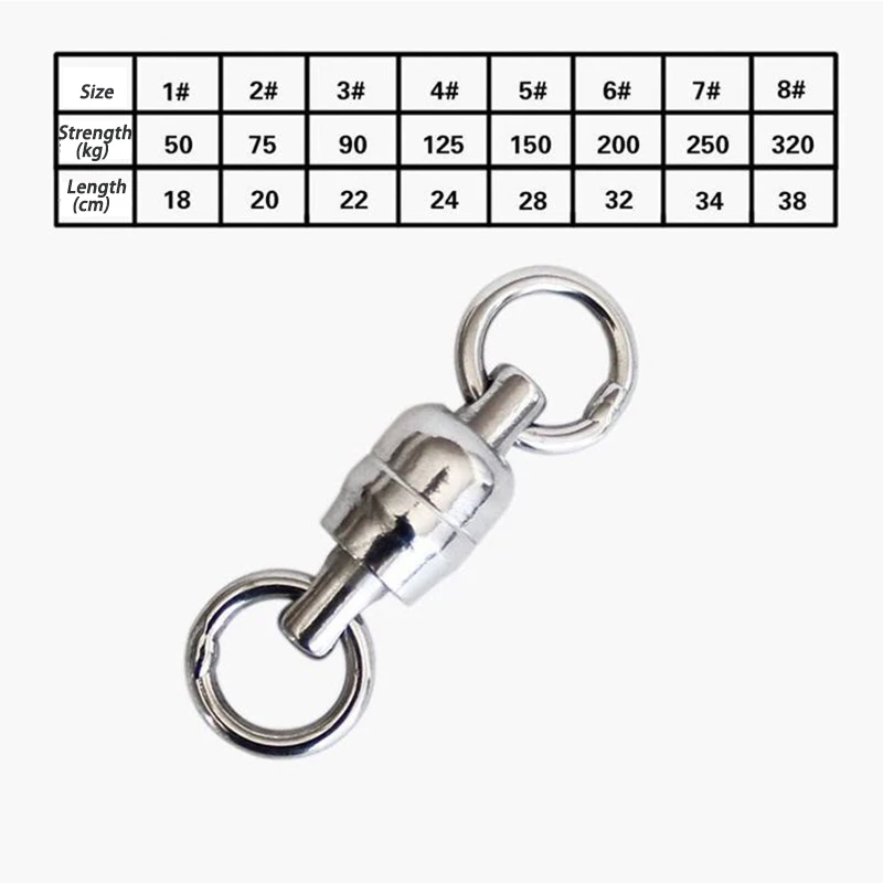 20 unids/lote como resistente ambos extremos rodamiento de bolas giratorio de acero inoxidable anillo sólido accesorios de pesca - imagen 2