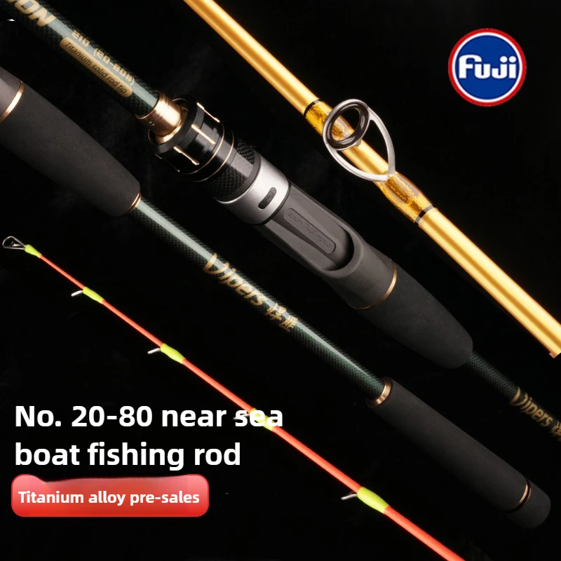 Caña de pescar para barco HANFEI, caña de pescar de mar fuera de la costa, 1,8 m2,1 m, 2,4 m, caña de fundición giratoria de carbono 20-80 #   Punta de aleación de titanio - imagen 4
