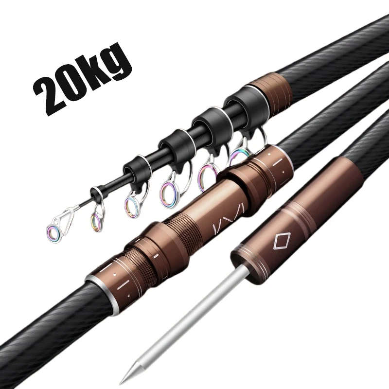 Caña de pesca telescópica con carbono para surfcasting y spinning