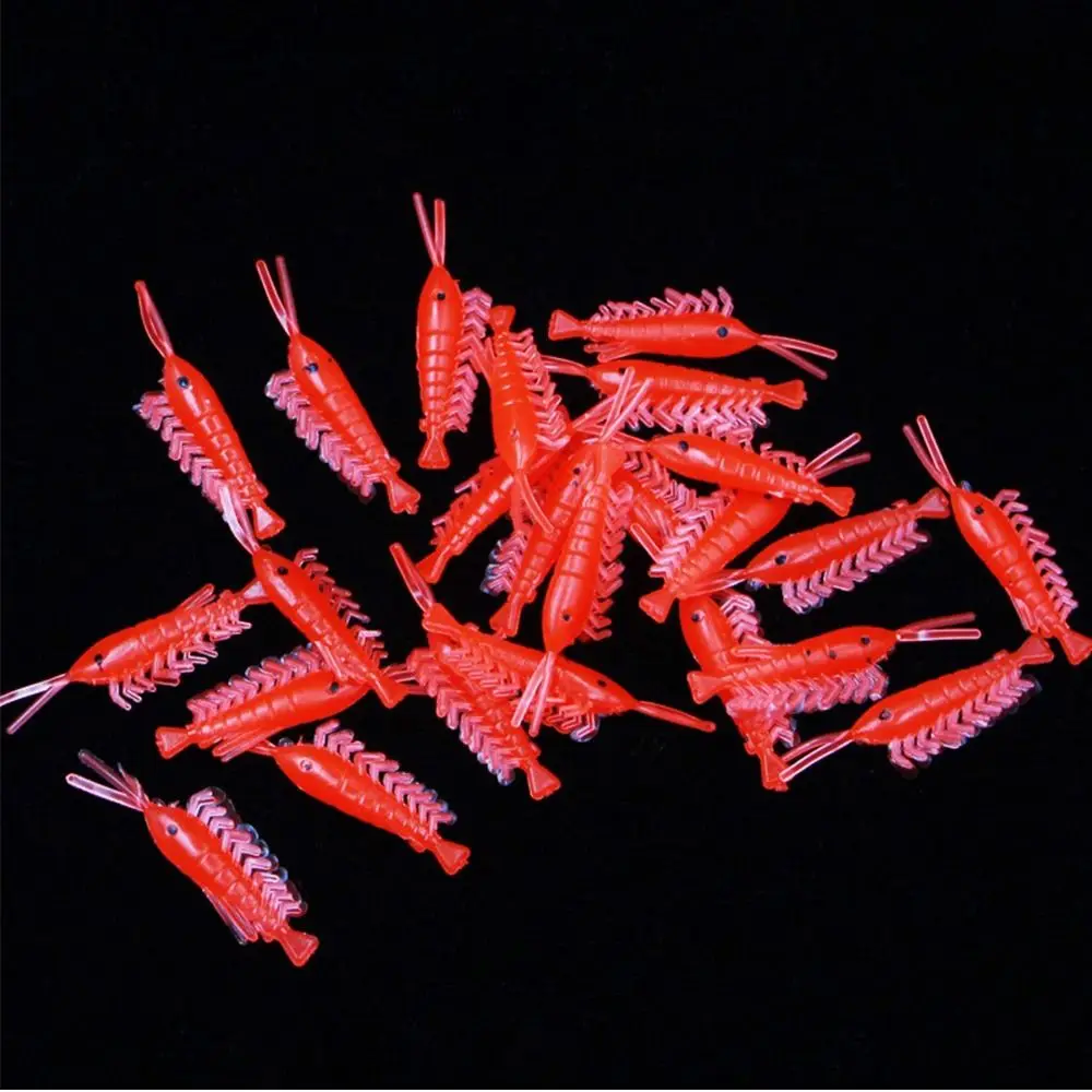 2025 25/30/36/40mm señuelo cebo de goma suave luz nocturna luminosa camarones noctilucente biomimético cebo de imitación señuelo de pesca