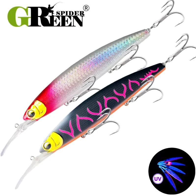 GREENSPIDER Jerkbait 128mm 29g pececillo flotante profundo señuelo de pesca de lubina fundición Trolling Sea bassFishing señuelos