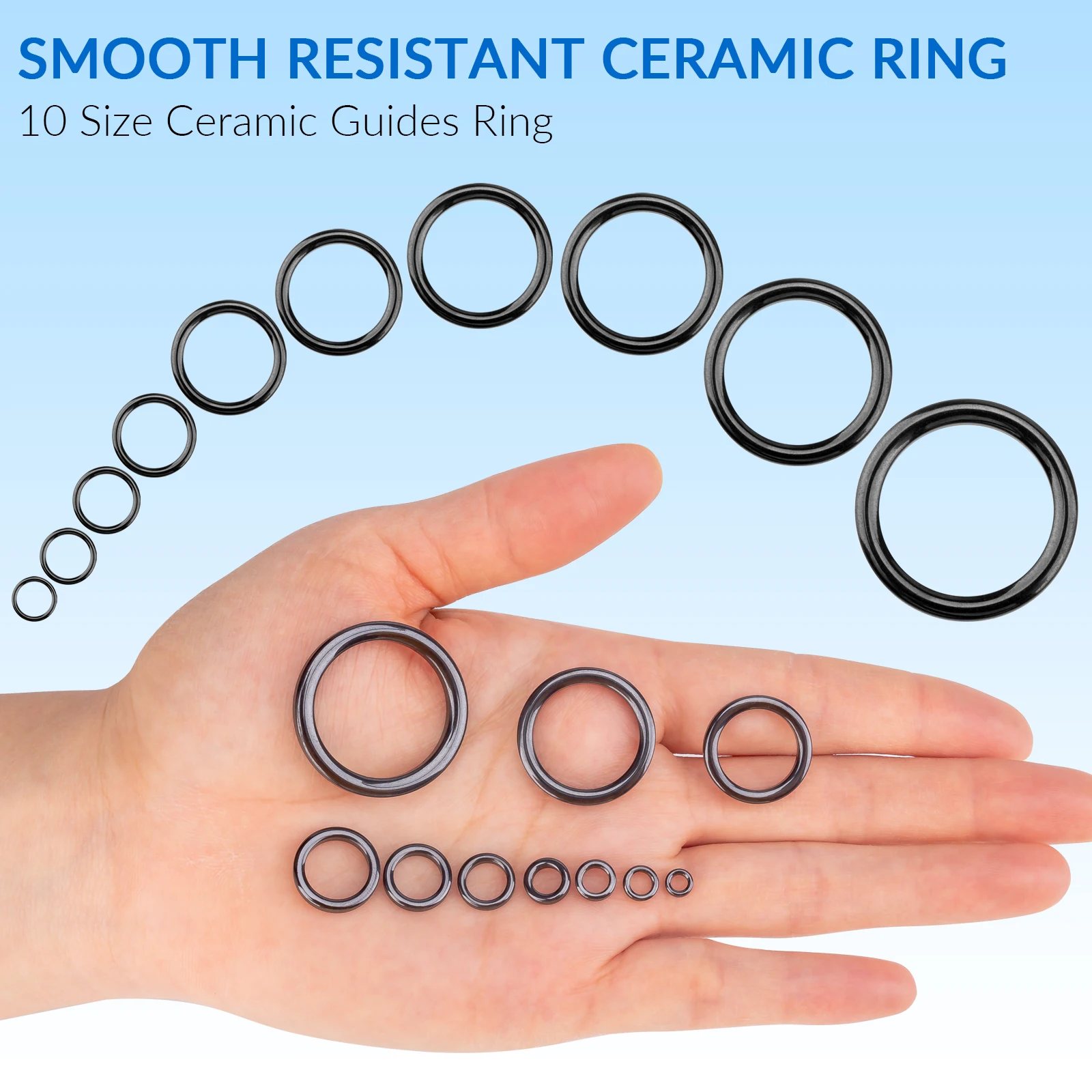 THKFISH 40 Uds anillo guías de caña de pescar 4mm-30mm anillos redondos O de cerámica para guías de cañas accesorios de repuesto aparejos de pesca - imagen 4