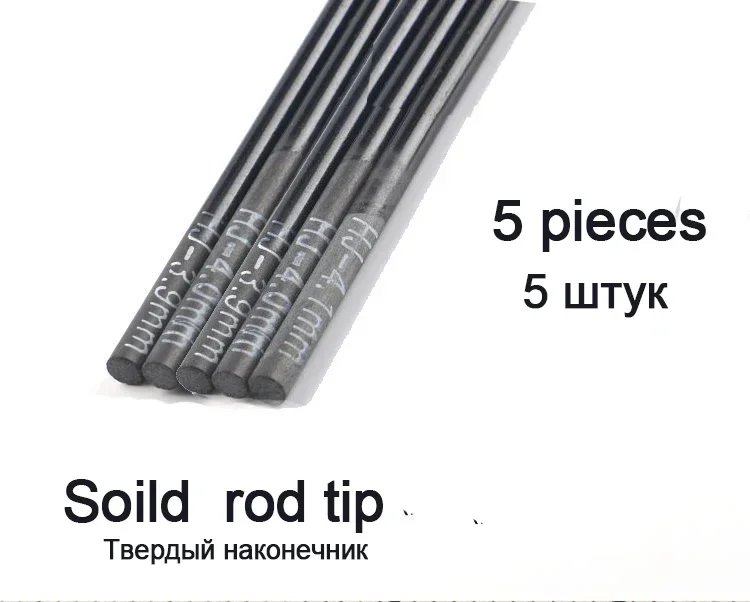 2,2mm-4,1mm 5 piezas 80cm punta de caña de pescar secciones de repuesto caña de pescar de Taiwán tamaño completo sólido hueco accesorios de caña de carbono resistente - imagen 5
