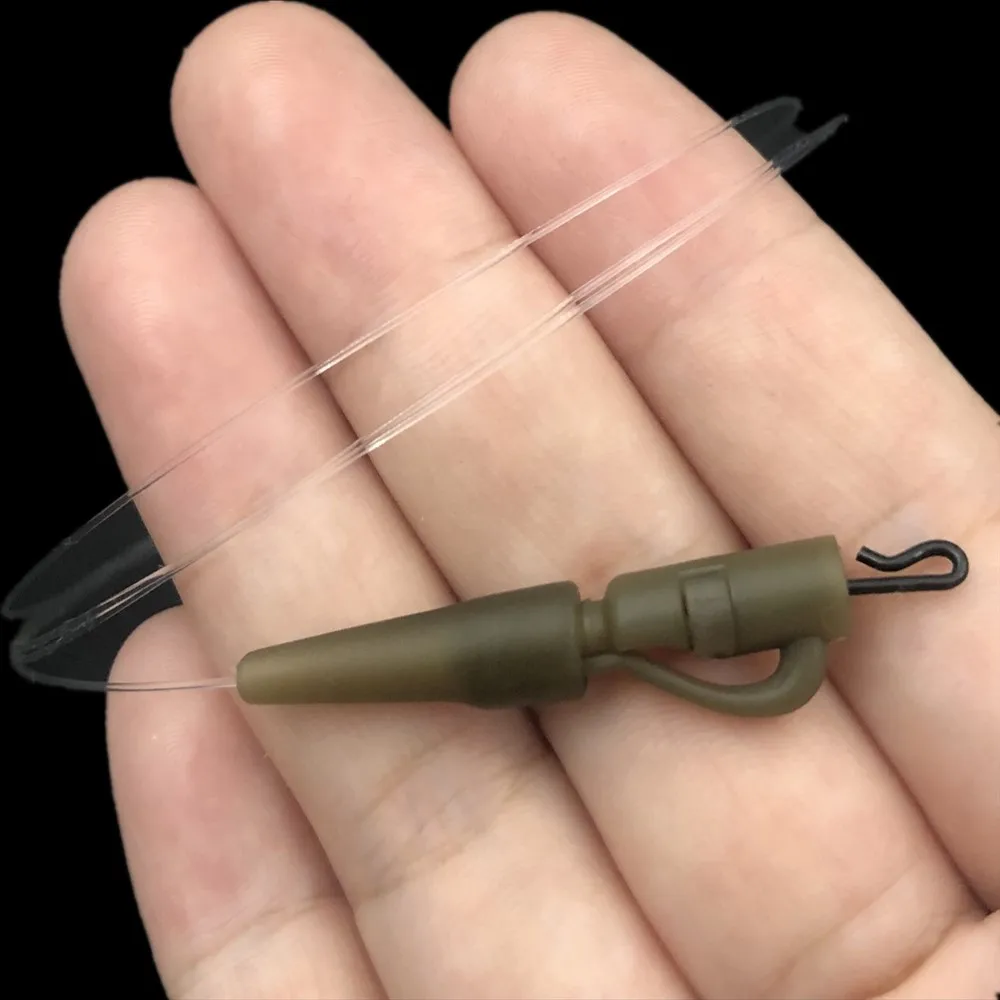 Accesorios de línea de líderes arrumados fundidos para pesca de carpa, 100% de fluorocarbono con Clips de plomo con pines, enlace de gancho, LeadCore para cables - imagen 3