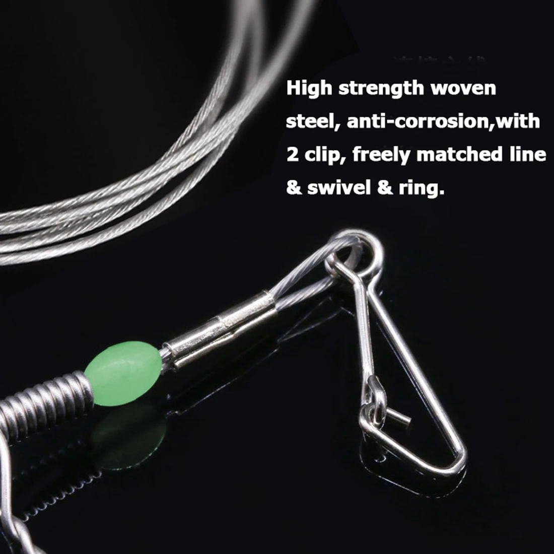 FishTrip-anzuelo de equilibrio de alambre de acero, aparejo de línea líder de pesca con broches, cuentas luminosas, accesorios de pesca de agua salada, 5 uds. - imagen 5