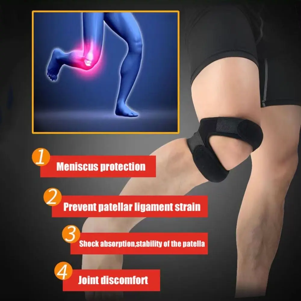 Rodilleras deportivas con correa, soporte de presión, adecuadas para baloncesto, escalada, tendones y refuerzo de lesiones - imagen 5