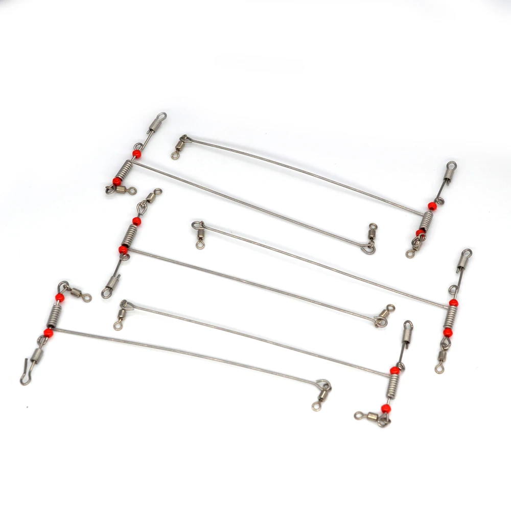 MNFT 6 uds aparejos de pesca señuelo equilibrio herramientas de pesca en forma de T triángulo rodante con conector de pesca de equilibrio de cuentas giratorias y a presión - imagen 3