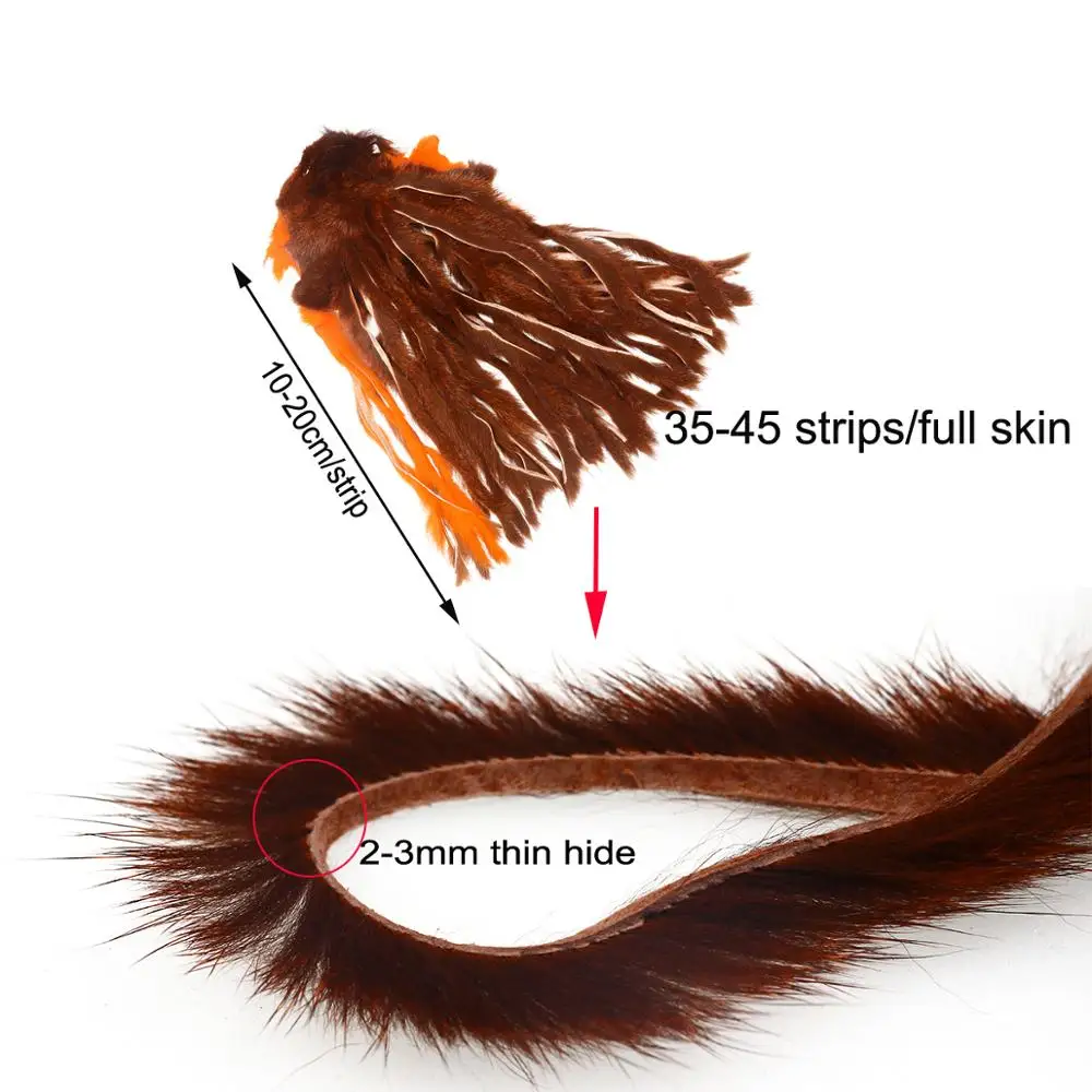 Wifreo-tiras de piel de pino para atar moscas, serpentinas de piel de ardilla suave, Material de atado de moscas de Nymph - imagen 2