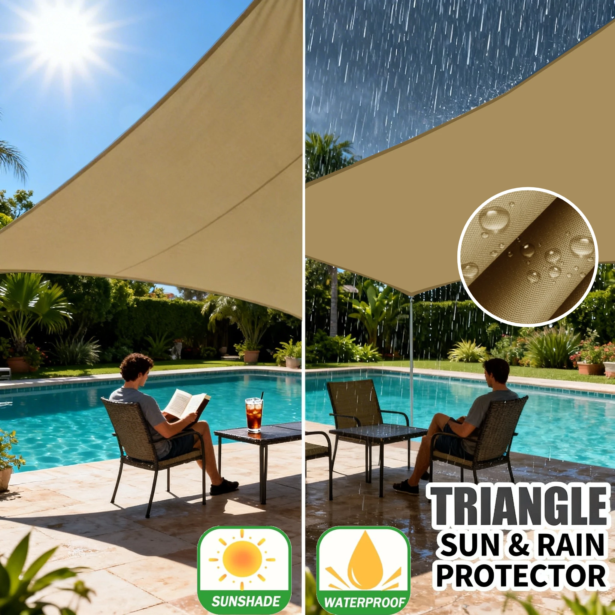 Toldo triangular impermeable para pesca – Resistente exterior - imagen 3