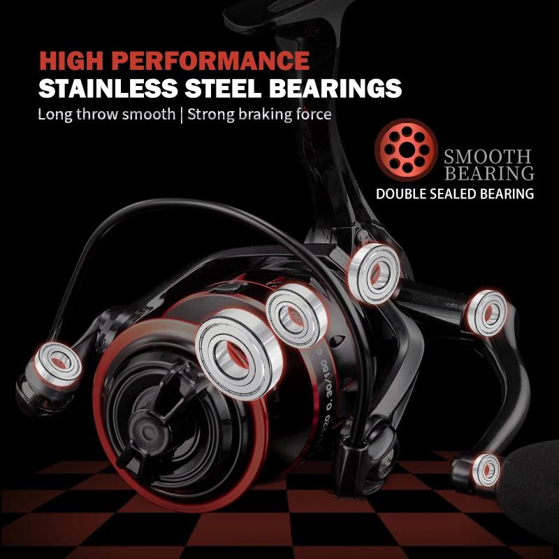 HJ-carrete de pesca de rodamiento suave y libre de óxido, sistema de arrastre, bobina de pesca de rueda giratoria de potencia máxima de 8Kg - imagen 5