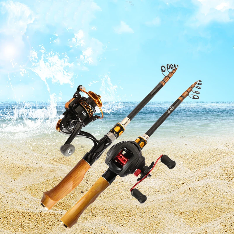 Caña de pescar telescópica M, caña giratoria de fundición de carbono superdura, ligera y portátil - imagen 5