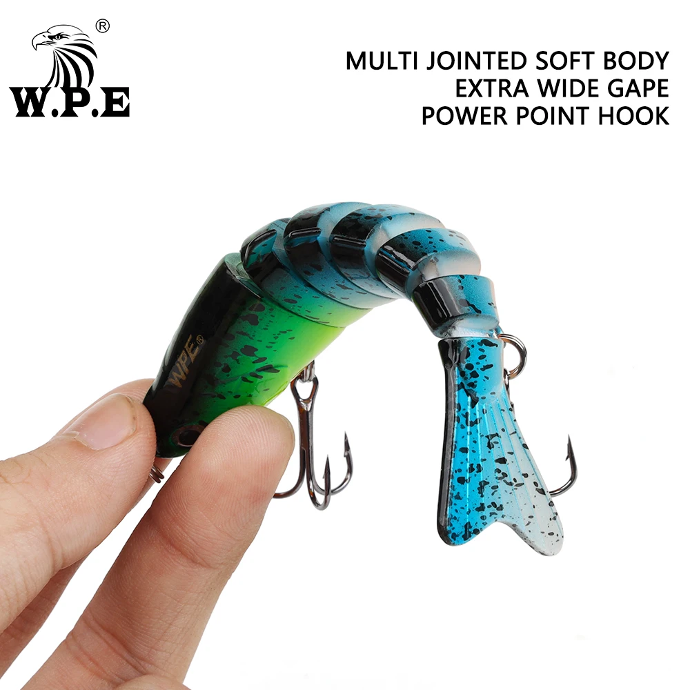 W.P.E-señuelo de Pesca de 1 piezas, 100mm, 16g, multiarticulación, hundimiento de 0,5 m-1m, señuelo duro Swimbait, aparejos de Pesca falsos, plantilla de lubina - imagen 3