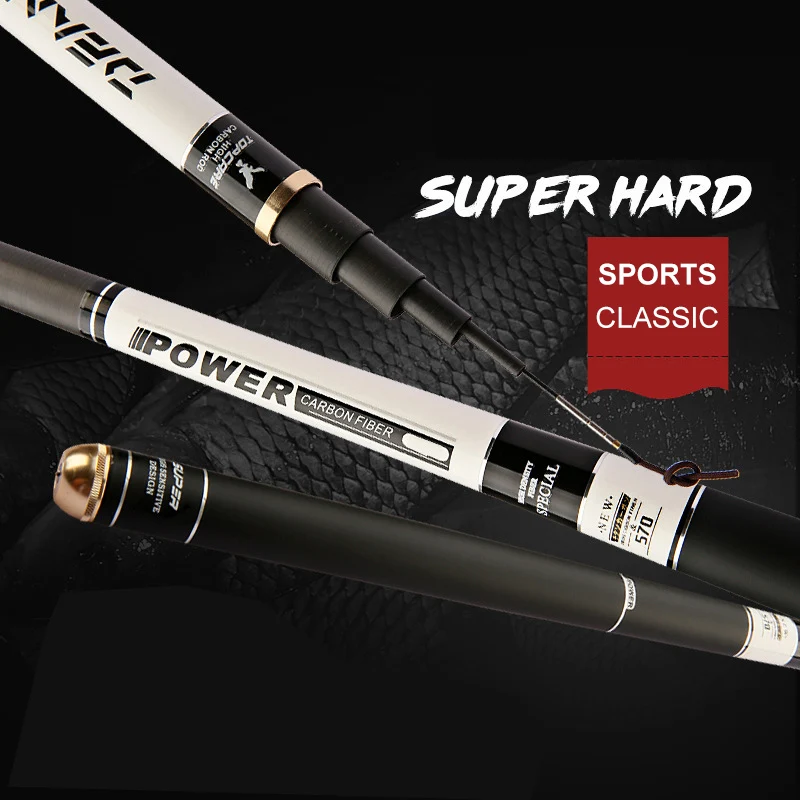 Mosodo-caña de pescar giratoria de fibra de carbono, caña de pescar telescópica, FRP duro, nuevo diseño - imagen 5