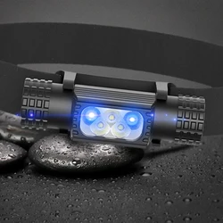 Mini faro LED frontal recargable USB-C – Luz blanca y azul para pesca
