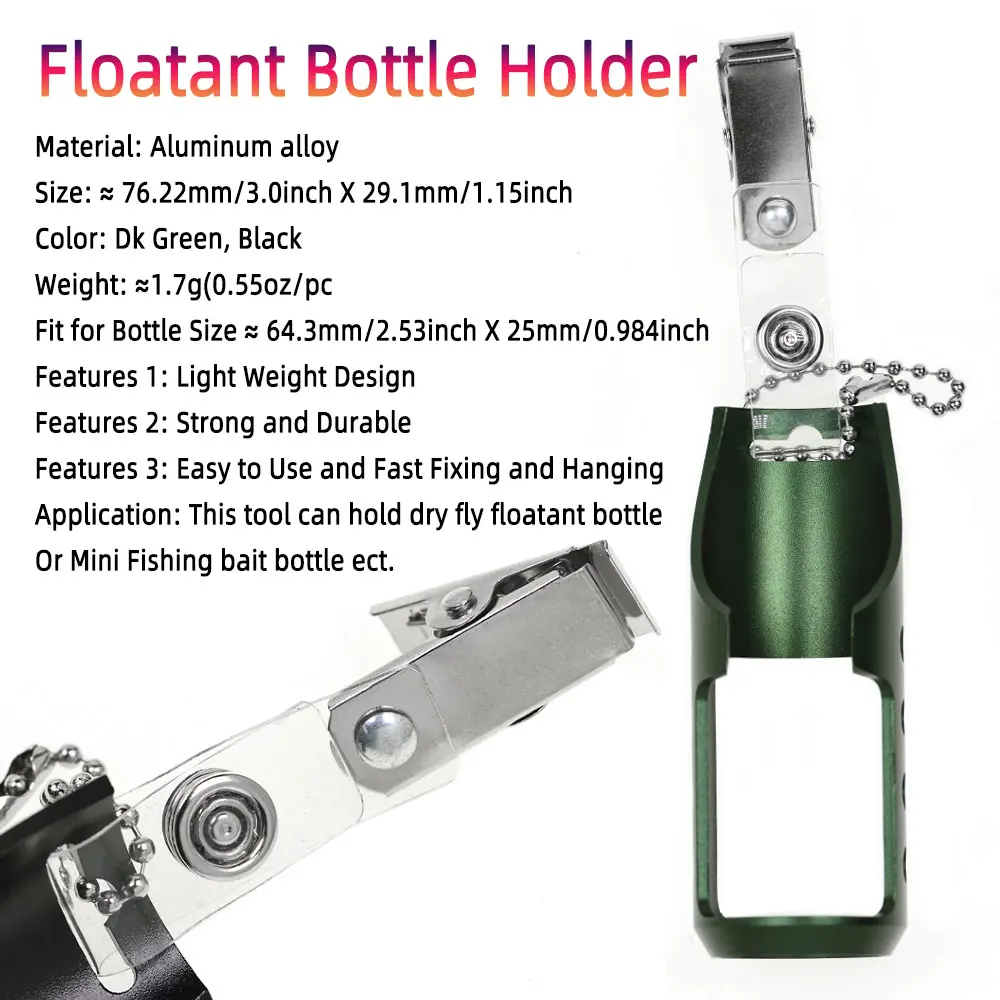 Bimoo, 1/2 Uds., soporte para botella flotante de pesca con mosca, soporte para botella de cebo de pesca, herramienta para sujetar botella flotante CDC, aparejos de pesca con mosca - imagen 2