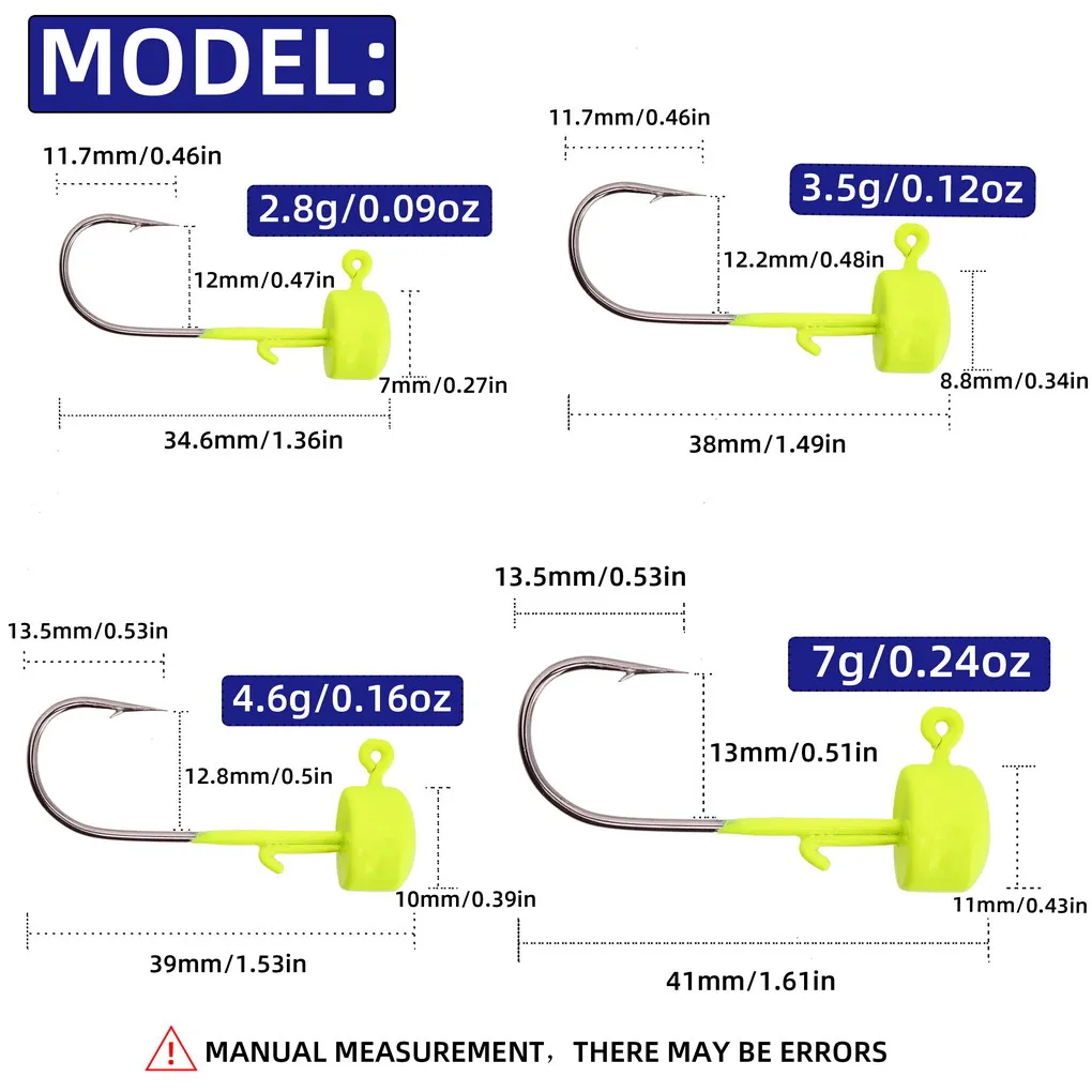 Anzuelos de pesca con cabeza de anzuelo Ned coloridos, 5 uds., anzuelos con cabeza de seta, aparejos de pesca afilados de 2,8g-7g para cebos blandos - imagen 2
