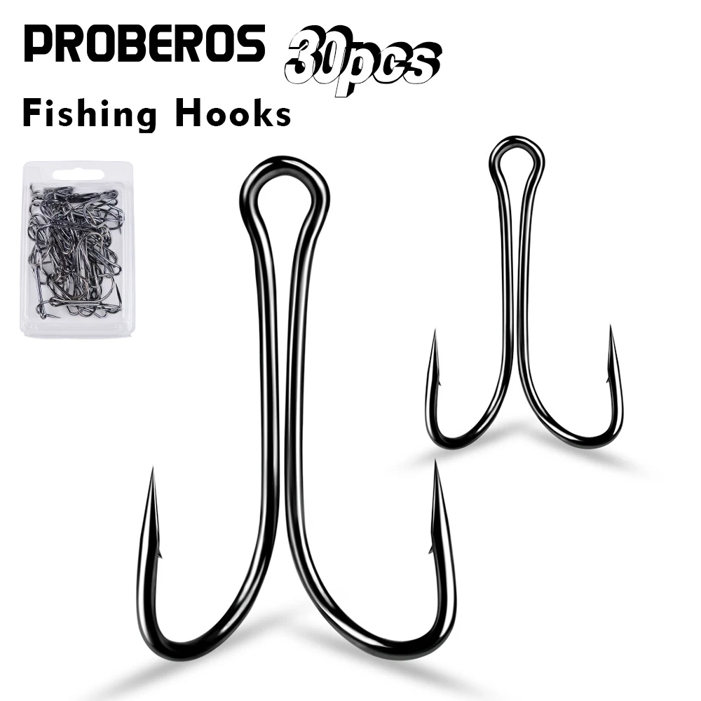 PROBEROS 30 Uds Luya anzuelo de pesca de acero al carbono con púas doble gancho de pesca gancho de garra de pollo atado cebo suave accesorios para peces - imagen 3