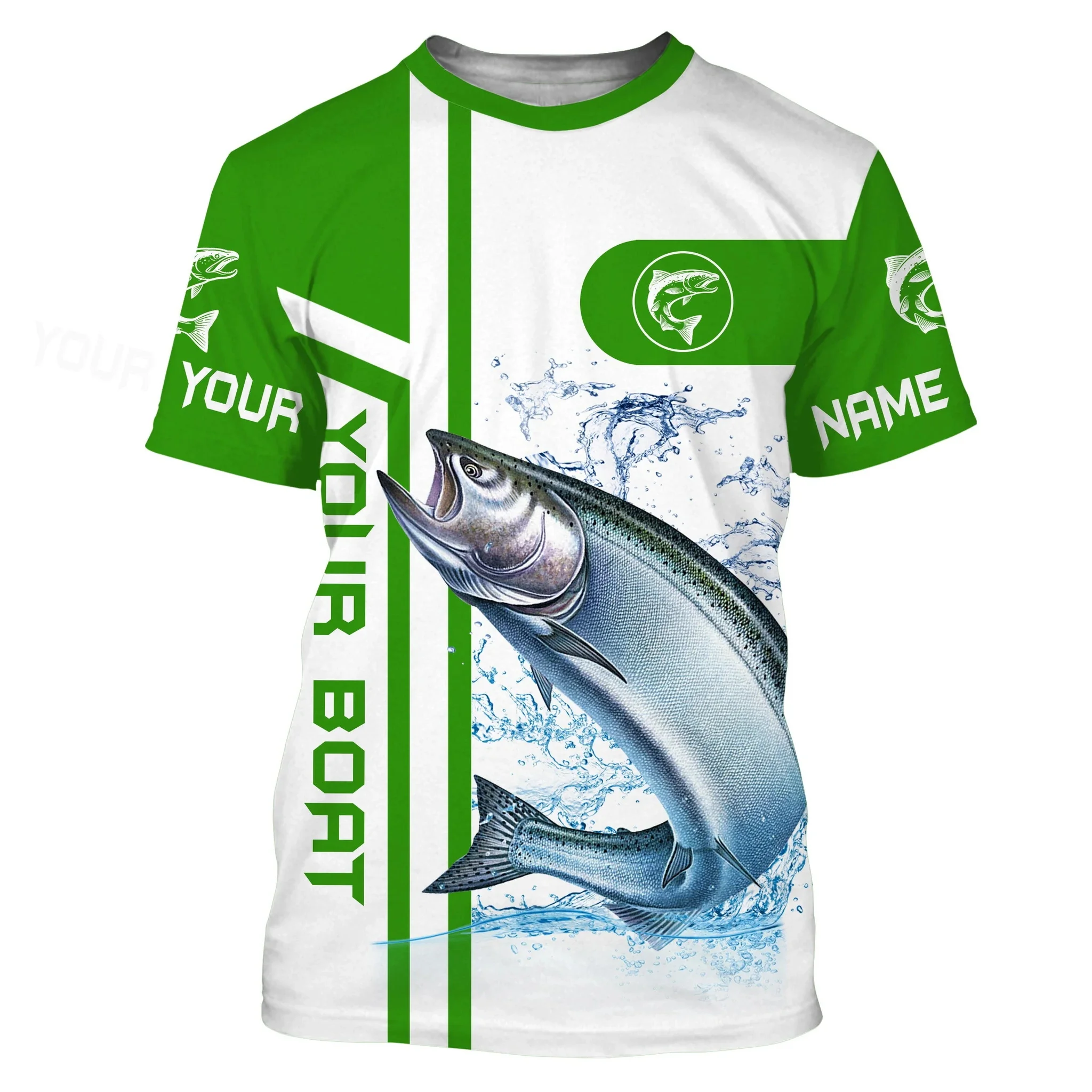 Camiseta de pesca de salmón para hombre, camisa de manga corta con nombre y equipo personalizados, estampado 3D en toda la prenda, informal, fresca, Unisex, TX264 - imagen 2