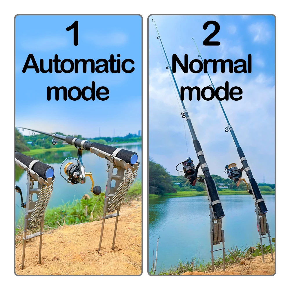 Soporte automático para caña de pescar, accesorio para caña de mar, inserción en el suelo, doble resorte, elevador, 1 unidad - imagen 5