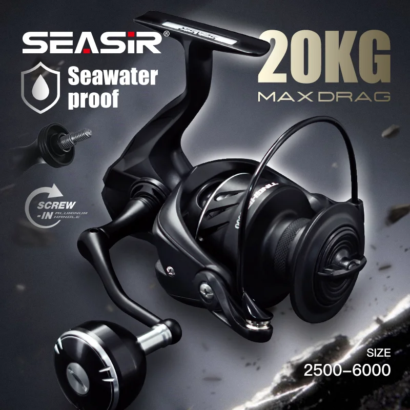 Carrete giratorio SEASIR TINGHE 5+1BB 20kg arrastre aluminio