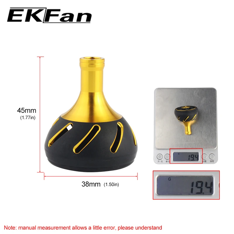 EKfan, 1 unidad, perilla de mango de pesca de aleación de aluminio de 38MM para fundición de cebo, piezas de carrete de pesca giratorio - imagen 5