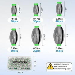 Plomos oliva fijación rápida THKFISH – Kit pesca con núcleo plástico