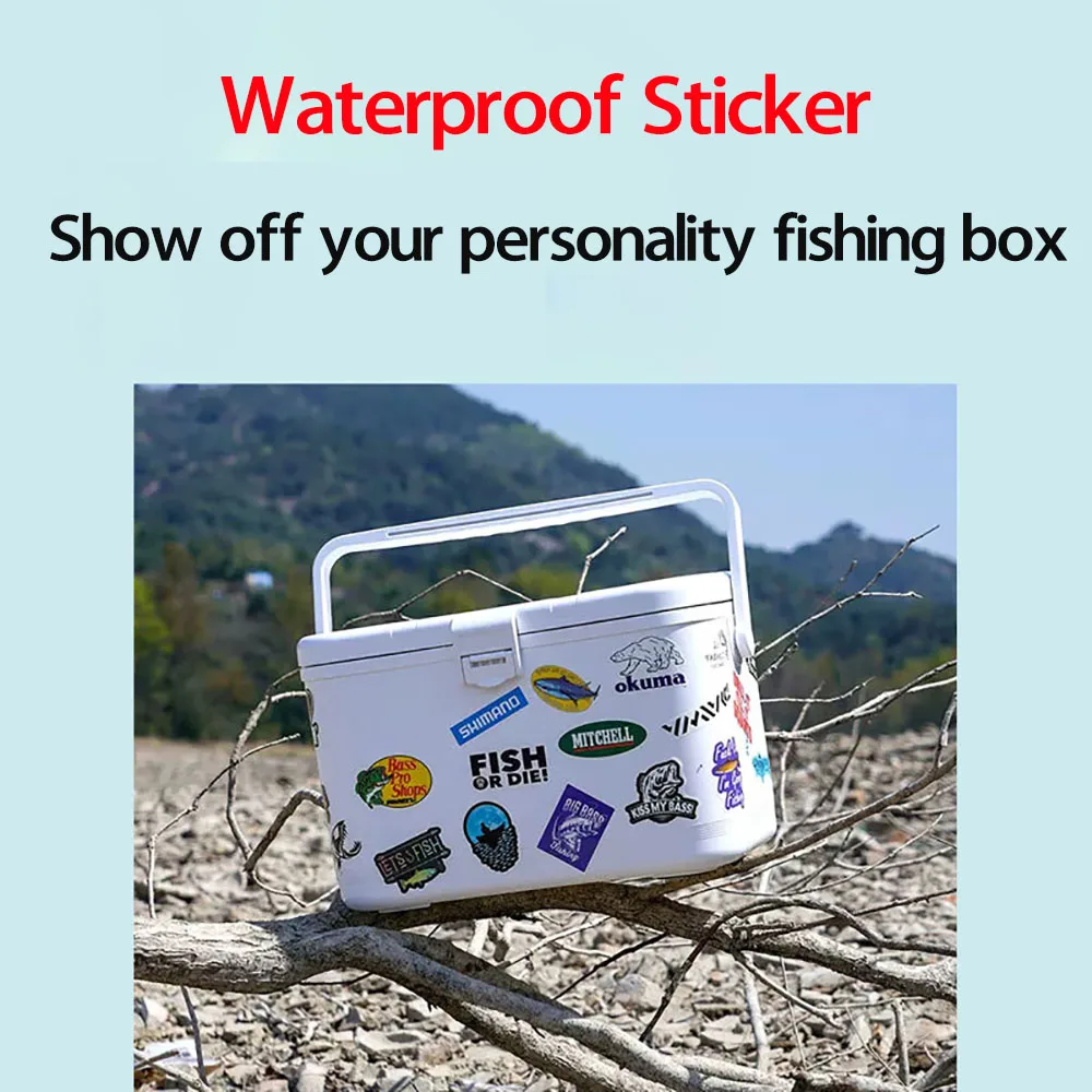 Paquete de pegatinas de pesca al aire libre de dibujos animados, 50 piezas, caja de aparejos - imagen 5