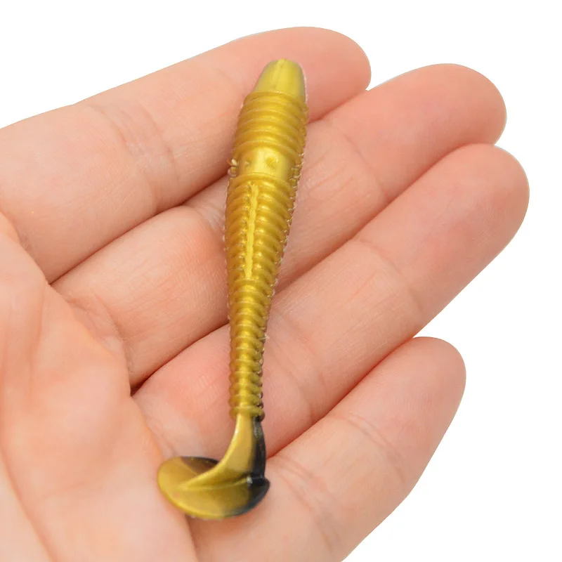 Pesca cebo suave señuelo tornillo cola en T colas largas pescado 5,5 cm 6,5 cm 7,5 cm cebo de gusano señuelos artificiales lote 10 piezas venta - imagen 5